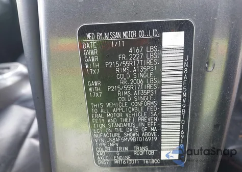 2011 Nissan Juke Sl from USA, damaged, VIN JN8AF5MV9BT016919